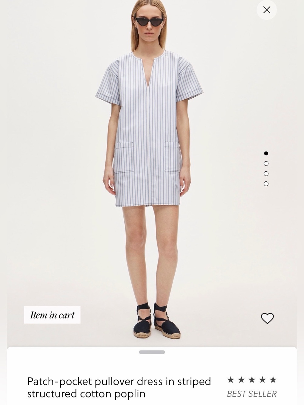 NWT J. Crew Striped Patch-Pocket Poplin Pullover Dress - Blue/White, size small